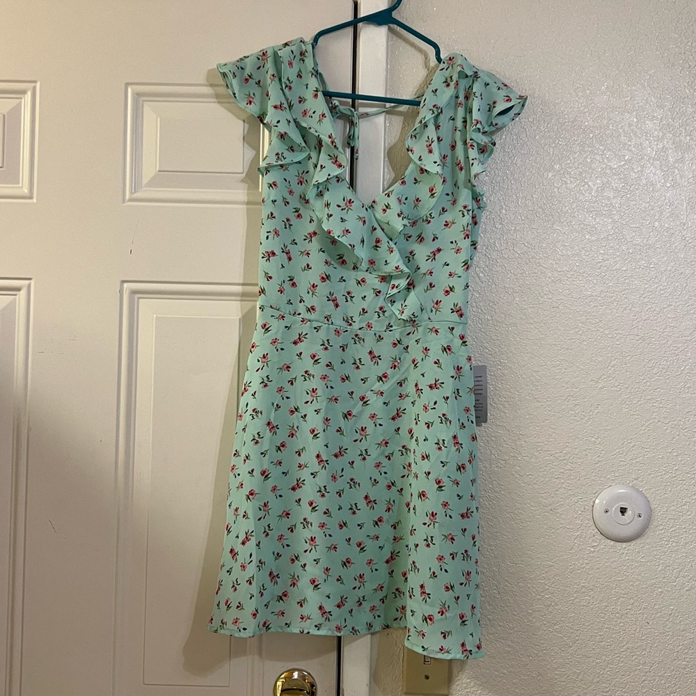 Kenedik - Mint colored Floral Dress - Size S